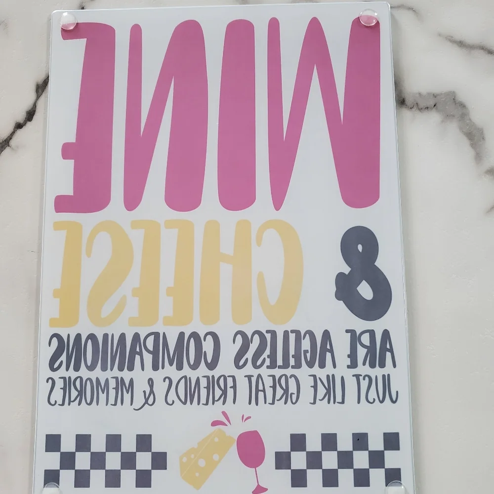 Wine and Cheese like Friends and Memories Glass Cutting Board